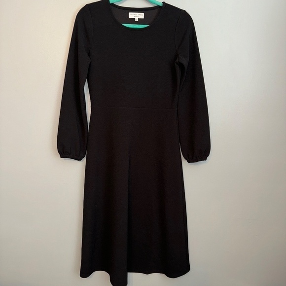 EUC Madewell Texture & Thread Crepe Midi Black Dress Size Small - Picture 4 of 9
